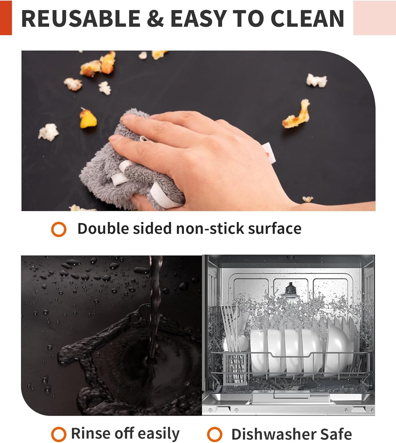 Skiennix Oven Liners - Heavy Duty Non-Stick Mats for Electric & Gas Ovens | 17x25" | BPA & PFOA Free, Dishwasher Safe, Black