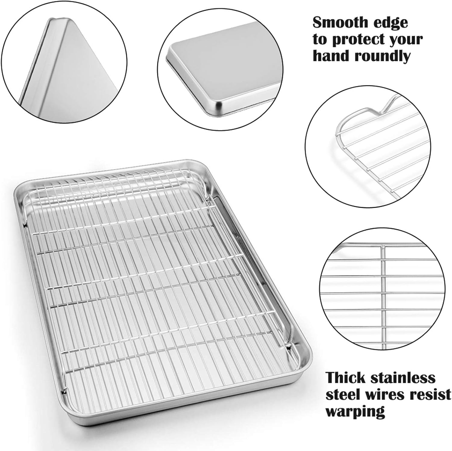 P&P CHEF Stainless Steel Baking Sheet Set - 19.6 Inch Cookie Trays with Cooling Racks | Oven & Dishwasher Safe