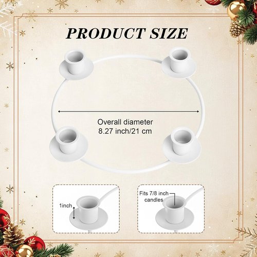 Chengu Christmas Advent Candle Holder - Elegant Metal Taper Stand for 4 Candles | White Holiday Decor