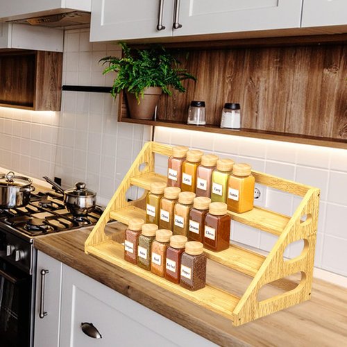 Banlilus Spice Rack - Bamboo Spice Rack Organization for Cabinet/Countertop