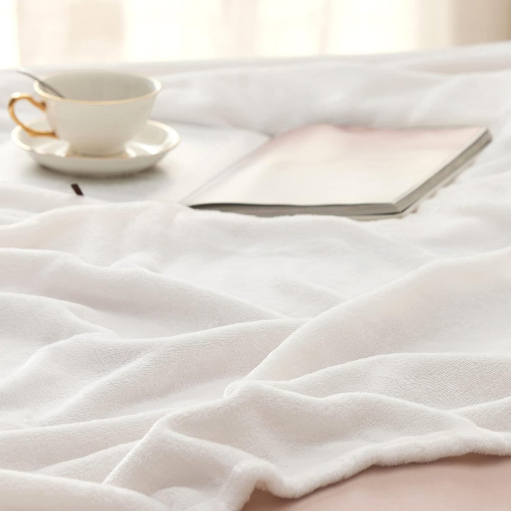 Bedsure GentleSoft Fleece Bed Blanket - Plush, Lightweight, Cozy Luxury in Full Size White | 84x90 Inches