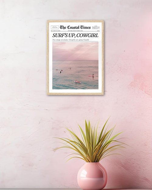iHery Coastal Cowgirl Wall Art Prints - Trendy Beige Oak Framed Canvas Decor | 8x10in for Bedroom & Dorm