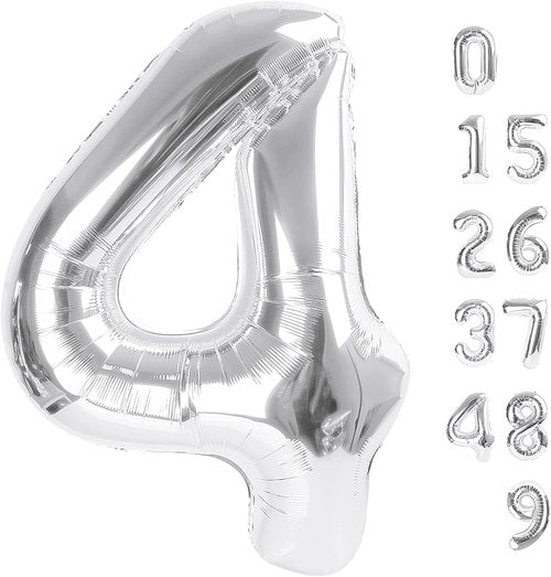 40 Inch Silver Number Balloons by [Brand Name] - Perfect for 4th Birthday, Graduations & Weddings