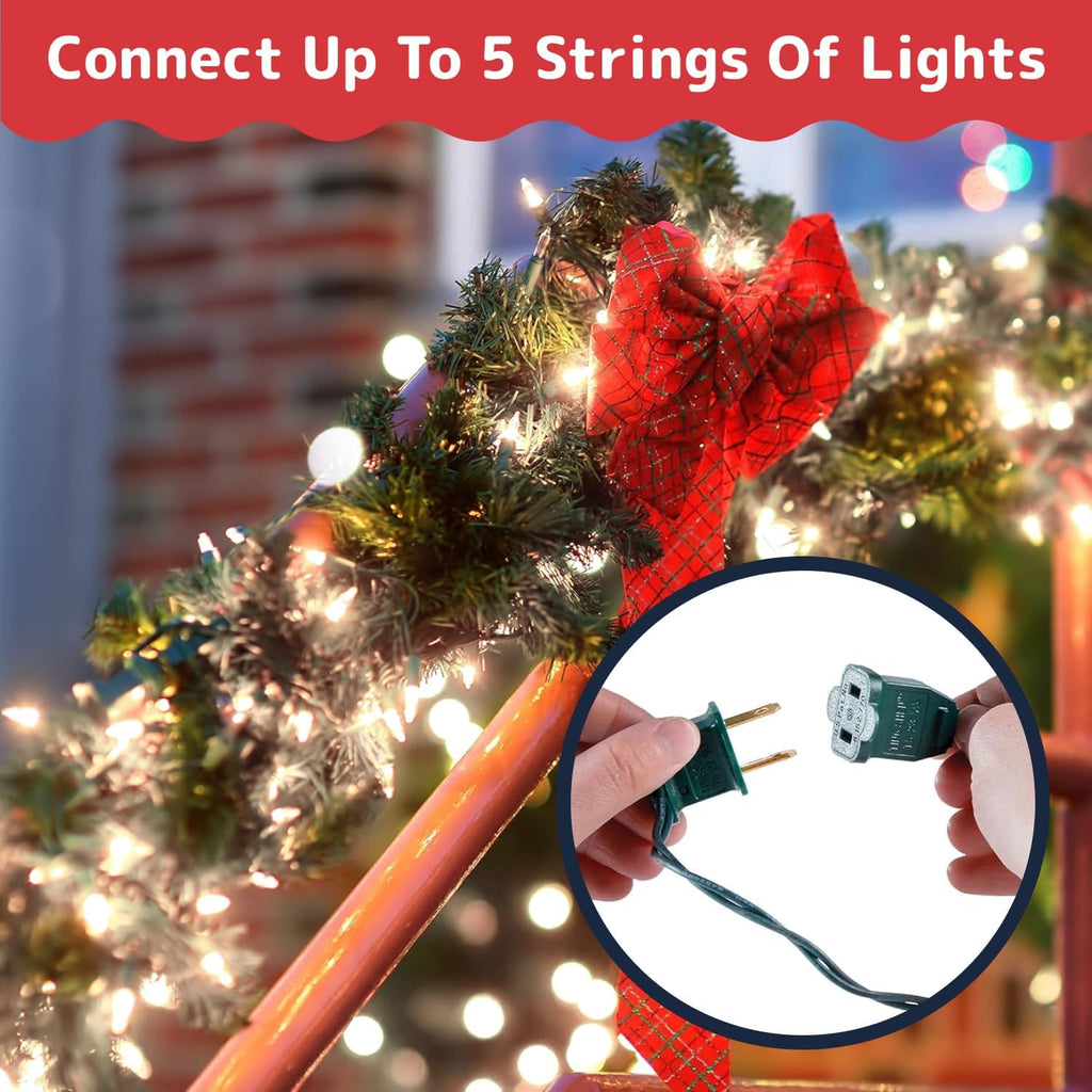 PREXTEX 100 Count Clear Christmas Lights - Ultra Bright 20 ft String Lights for Indoor/Outdoor Use