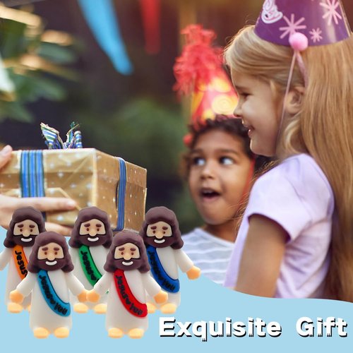 Little Pocket Jesus Figures by 50 PCS - Tiny Rubber Jesus Figurines for Easter Gifts | VBS & Sunday School