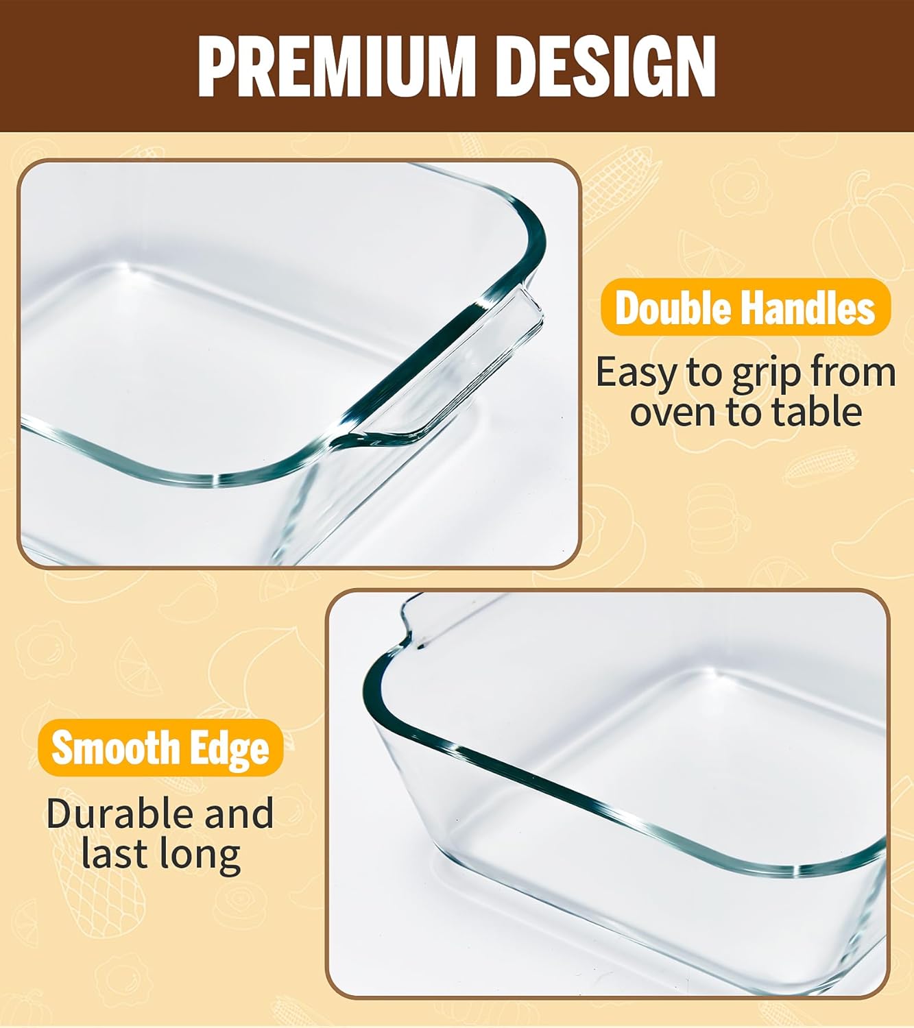 Skiennix 6"x6" Baking Pan Set - Durable Glass Bakeware for Casseroles, Lasagna & Brownies | Ideal for Oven, Microwave & Air Fryer