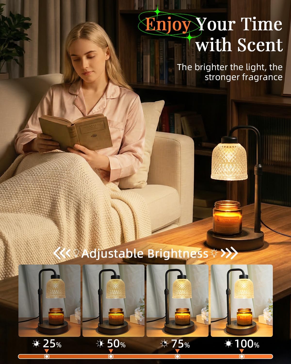 AIFEI Candle Warmer Lamp - Dimmable Adjustable Height with Timer | Perfect Birthday & Housewarming Gift - Coal Black