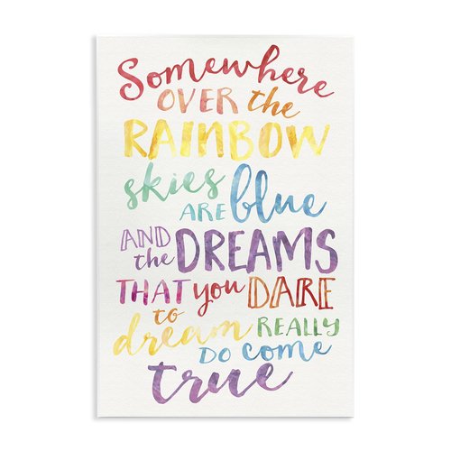 The Kids Room by Stupell Somewhere Over The Rainbow Watercolors Wall Plaque, 10x15, Design by Artist Erica Billups