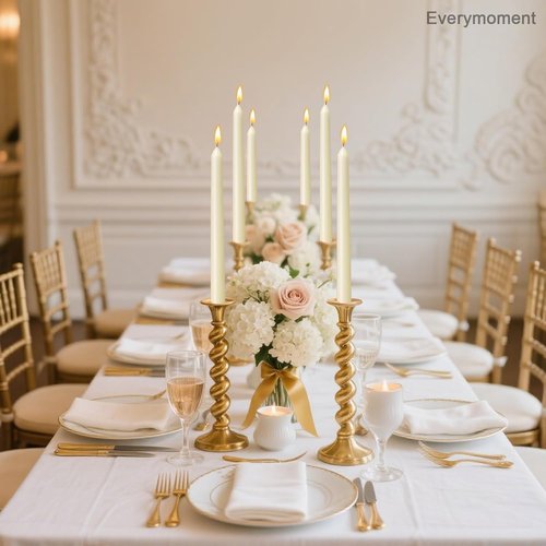 Everymoment Ivory Taper Candles - Dripless & Smokeless 10-Inch Candlesticks | 4-Pack Unscented Cream for Weddings & Home Decor