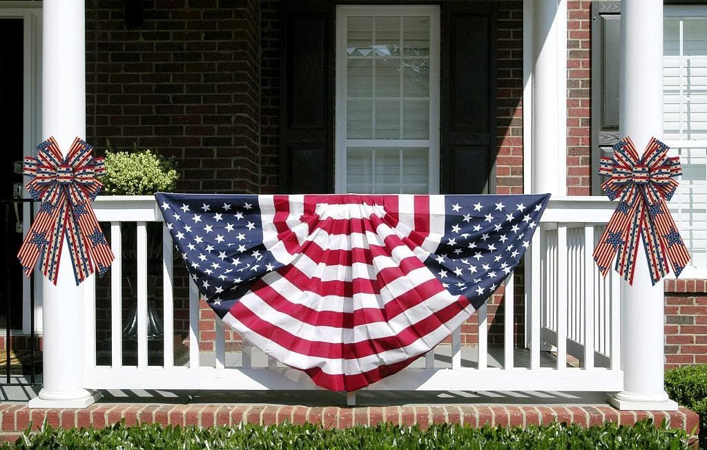 Patriotic Bows by [Brand Name] - Large 4th of July Wreath Bows with American Stars & Stripes for Front Door Decor