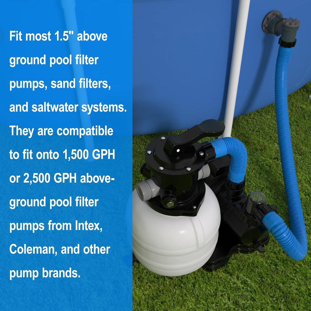 Skiennix Pool Hose Replacement - 1.5" x 40" for Above Ground Pools | Pack of 2, Blue, Compatible with Filters