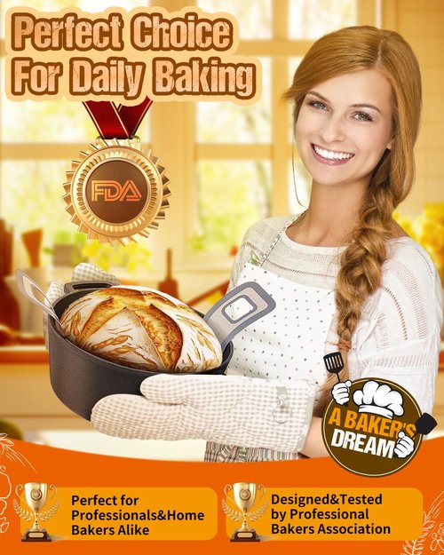 Cast Iron Dutch Oven for Sourdough Bread Baking, Pre-Seasoned 5QT Dutch Oven Pot with Lid, Include Proofing Basket, Silicone Sling & Dough Whisk