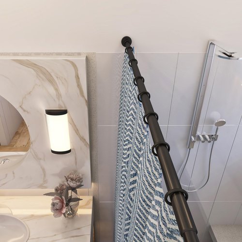 Design House Adjustable Shower Rod, 42-Inch to 72-Inch, Design House Heavy Duty Shower Curtain Rod, Expandable, Non-Slip, Matte Black, 582775