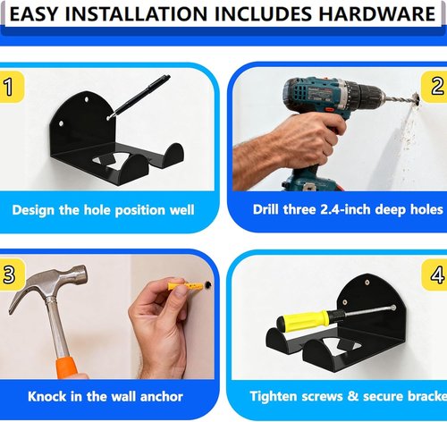 **Garage Organizer - Heavy Duty Wall Hanger for Power Tools | Trimmer Rack, Black, 1 Pack**