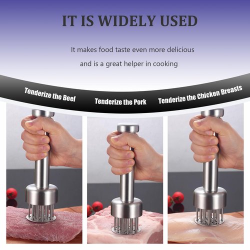 hillokyeah Meat Tenderizer Tool, with 21 Needles Retractable Safety Guard, 304 Stainless Steel,for Tenderizing Beef,Steak, Chicken, Turkey, Dishwasher Safe