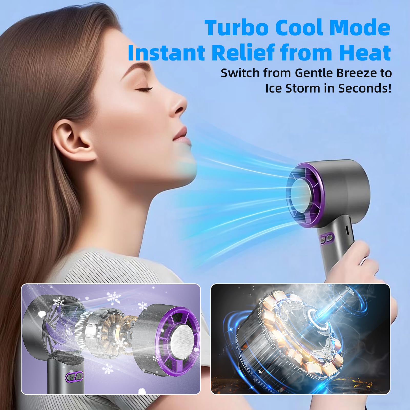 Uselective Personal Hand held Fan -Y32 Pro I portable Mini Fan with Long Battery Performance - Ultra-Quiet for New Cooling Technology - Perfect Summer Gift for Travel & Outdoors（purple）