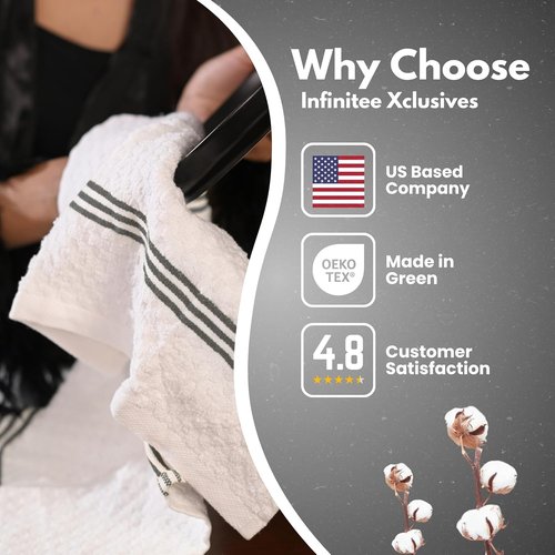 Infinitee Xclusives Premium Cotton Dish Cloths - Ultra Soft & Highly Absorbent | 12x12 Inches | Pack of 4 | Grey