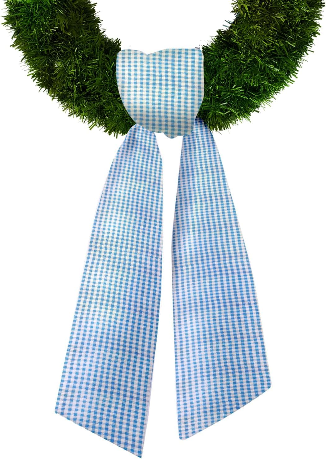 Skiennix Baby Shower Wreath Sash - Blue White Seersucker Design for Front Door Decor