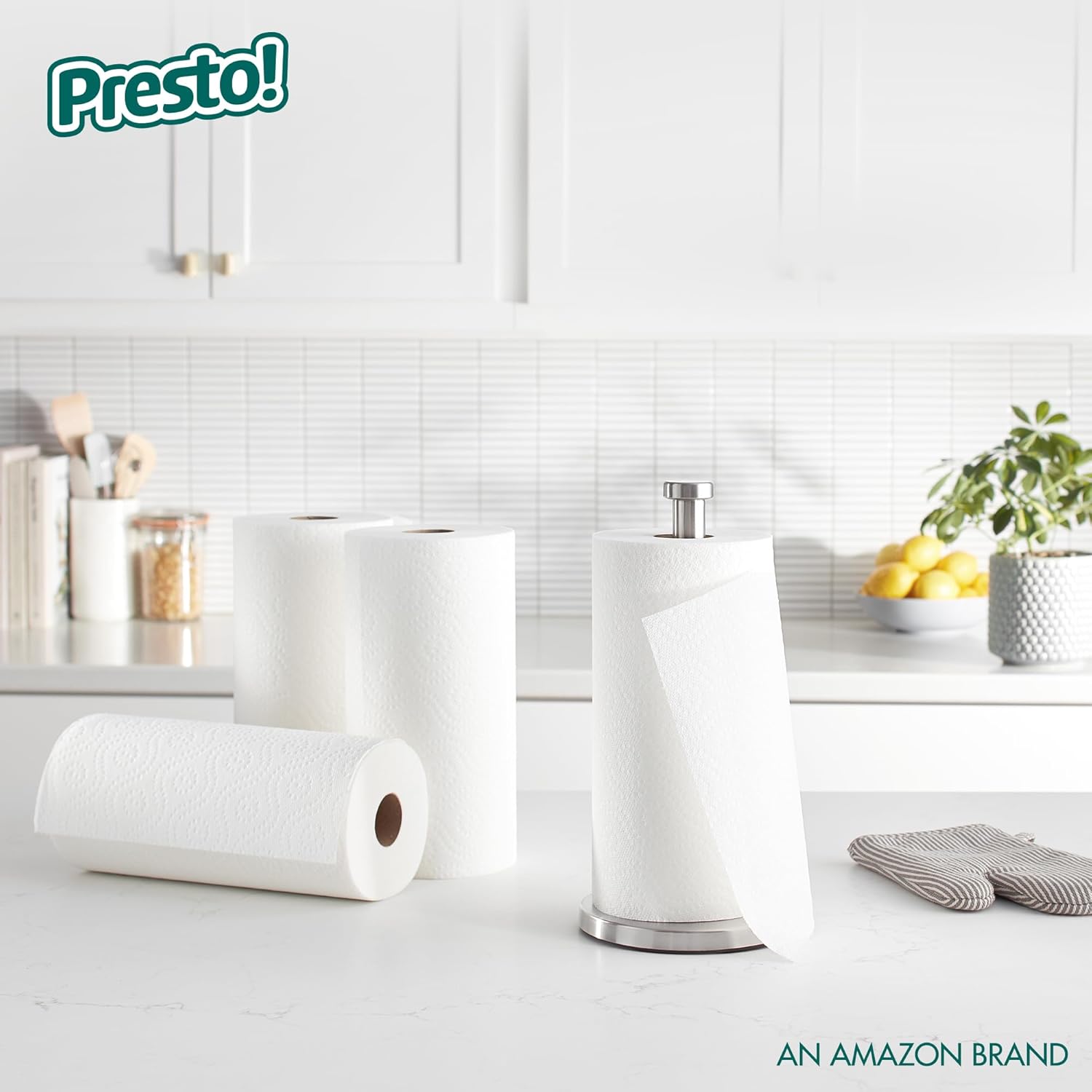 Presto! Ultra-Strong Premium Paper Towels - Flex-a-Size, 158 Sheets, 12 Huge Rolls (2 Packs of 6) - White