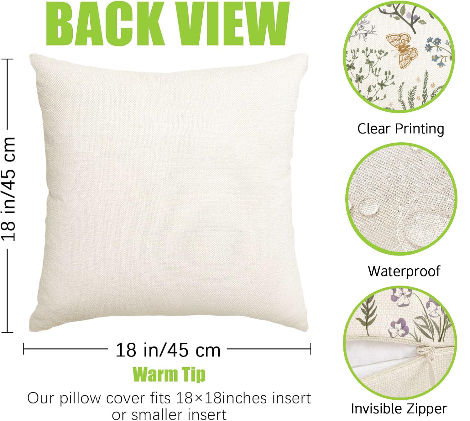 ARGOOFG Outdoor Spring Pillow Covers 18x18 Inch Set of 2,Waterproof Daisy Throw Seasonal Floral Outdoor Decorative Square Linen Farmhouse Decor Cushion Covers for Home Sofa Bed Couch Pillow Covers