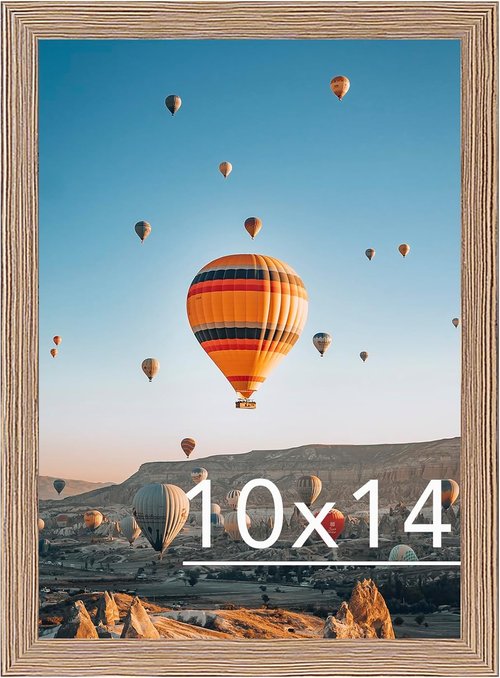 JCJMY 10x14 Inch Picture Frame - Rustic Brown Wall Gallery Frame with Shatter Resistant Plexiglass
