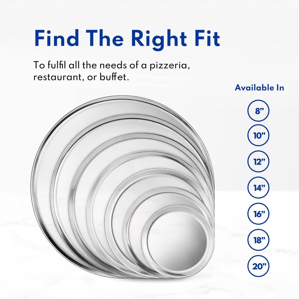 New Star Foodservice Restaurant-Grade Aluminum Pizza Pan/Tray, Wide Rim, 18 Inch, Pack of 6