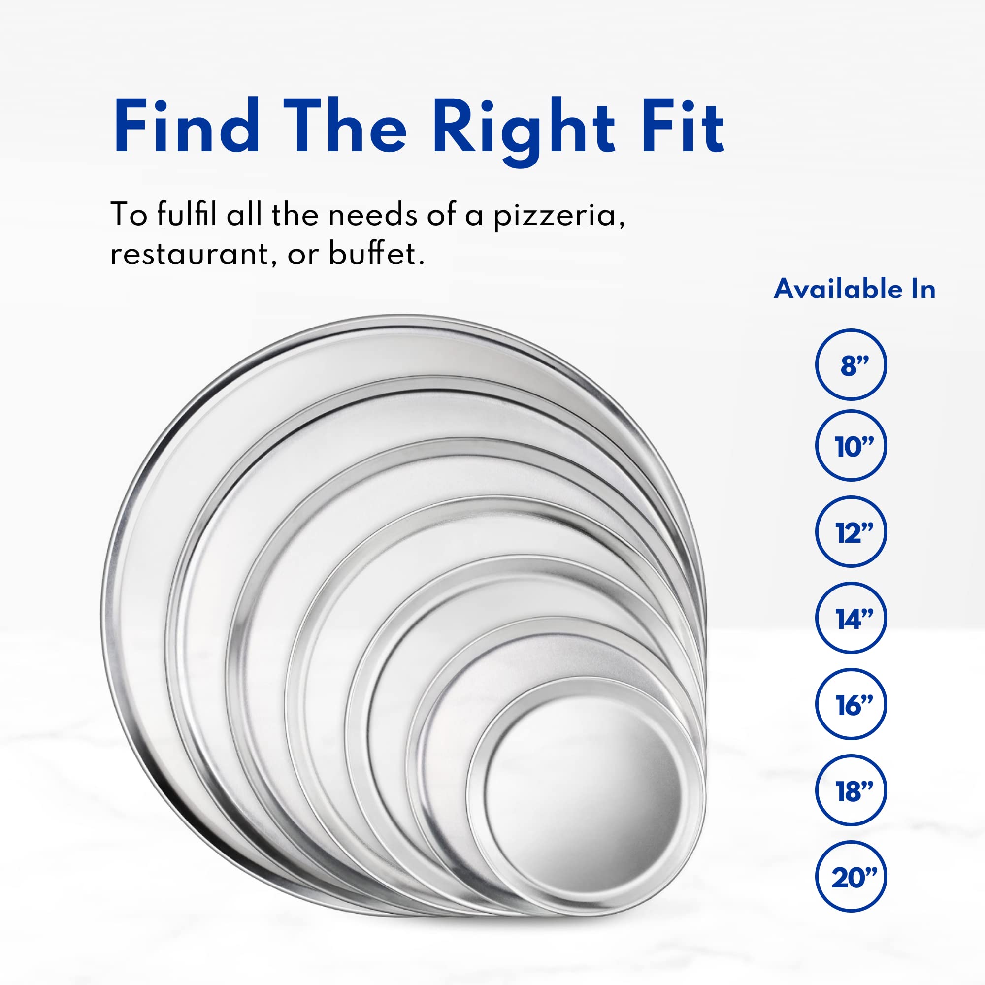New Star Foodservice Restaurant-Grade Aluminum Pizza Pan/Tray, Wide Rim, 18 Inch, Pack of 6