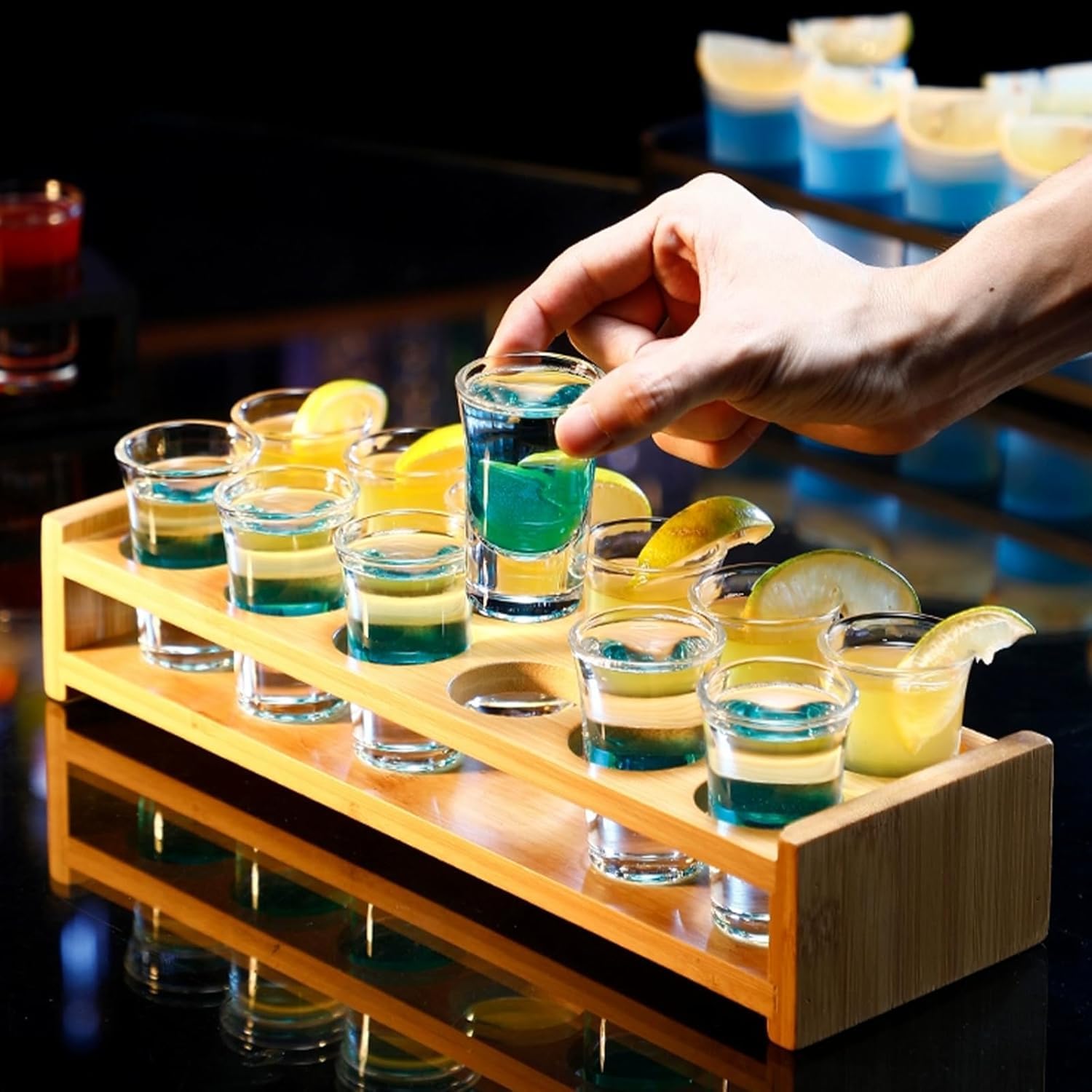 SUN GKOTTA 72-Pack 1 OZ Glass Shot Glasses set with 10 Pourers - Heavy Base shot Glasses bulk for Bar, Party, and Gifts