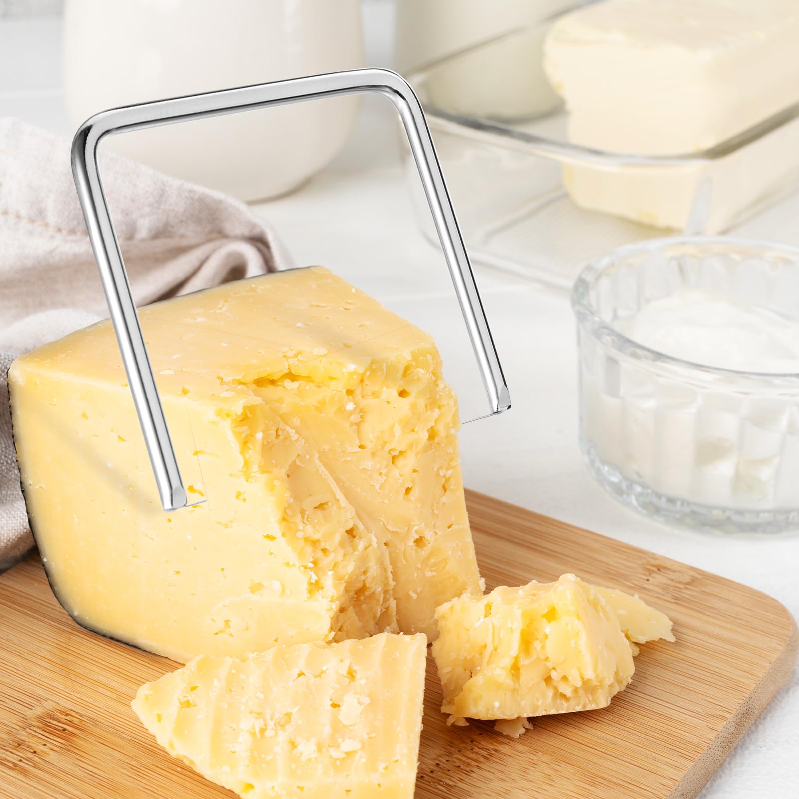 2 PCS Wire Cheese Cutter Wire, Butter Slicer, Cheese Cutters for Block, Stainless Steel for Kitchen Block Butter Slicer Tool (Y Type & U Type)