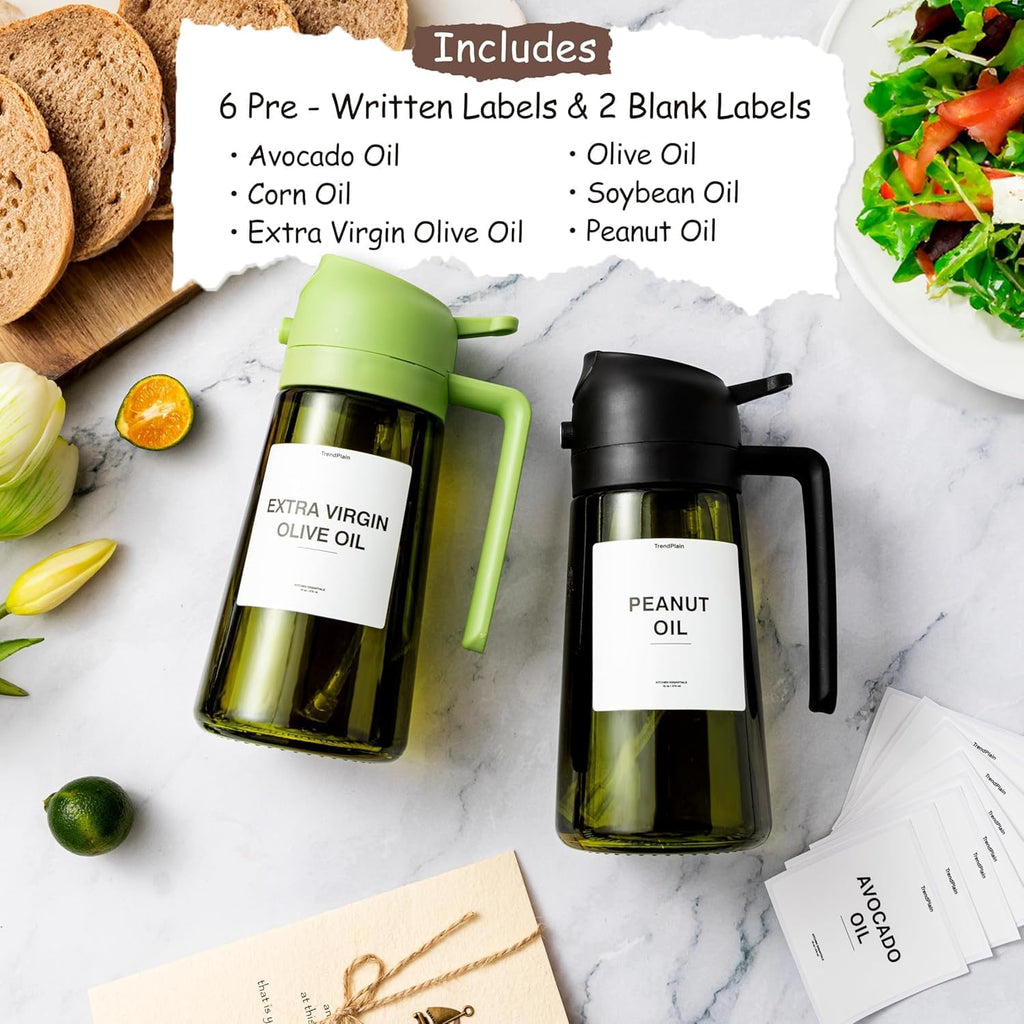 TrendPlain - Olive Oil Dispenser Bottle | 16oz Kitchen Gadget for Cooking & Air Fryer - White