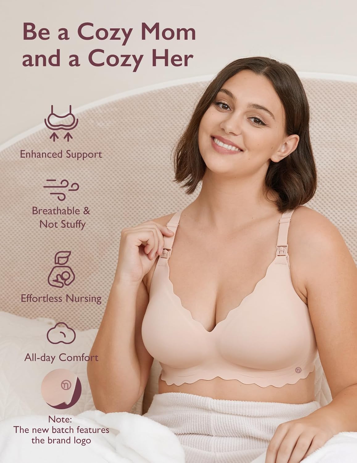 Momcozy Nursing Bra - Seamless Wireless Support for Breastfeeding | Classic Jelly Strip Design