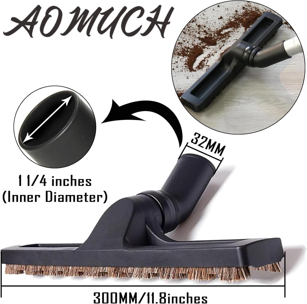 AOMUCH 12" Universal Vacuum Cleaner Attachment 360° Swivel Floor Brush Tool 1.25" 32mm ID Vacuum Brush Accessorie