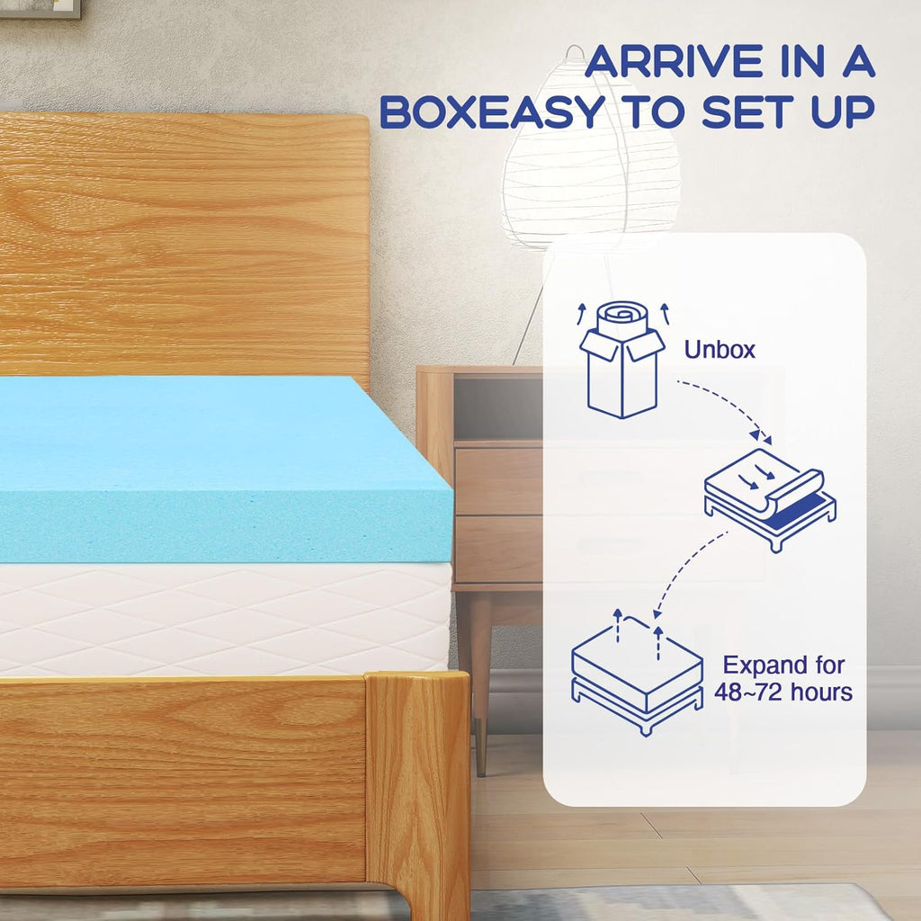 VALUXE Queen Mattress Topper - 3 Inch Cooling Gel Memory Foam for Back Pain Relief | Soft, Breathable Design