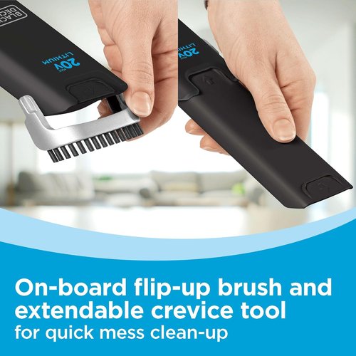 BLACK+DECKER 20V Cordless Hand Vacuum - Powerful Suction with Crevice Tool & Flip-Up Brush