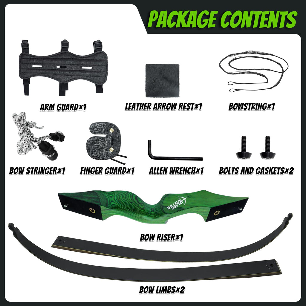 Black Hunter Archery Recurve Bow 60" Right Hand Hunting Takedown Bow Set 20-60 lbs Adults Archery Suitable for Practice Competition