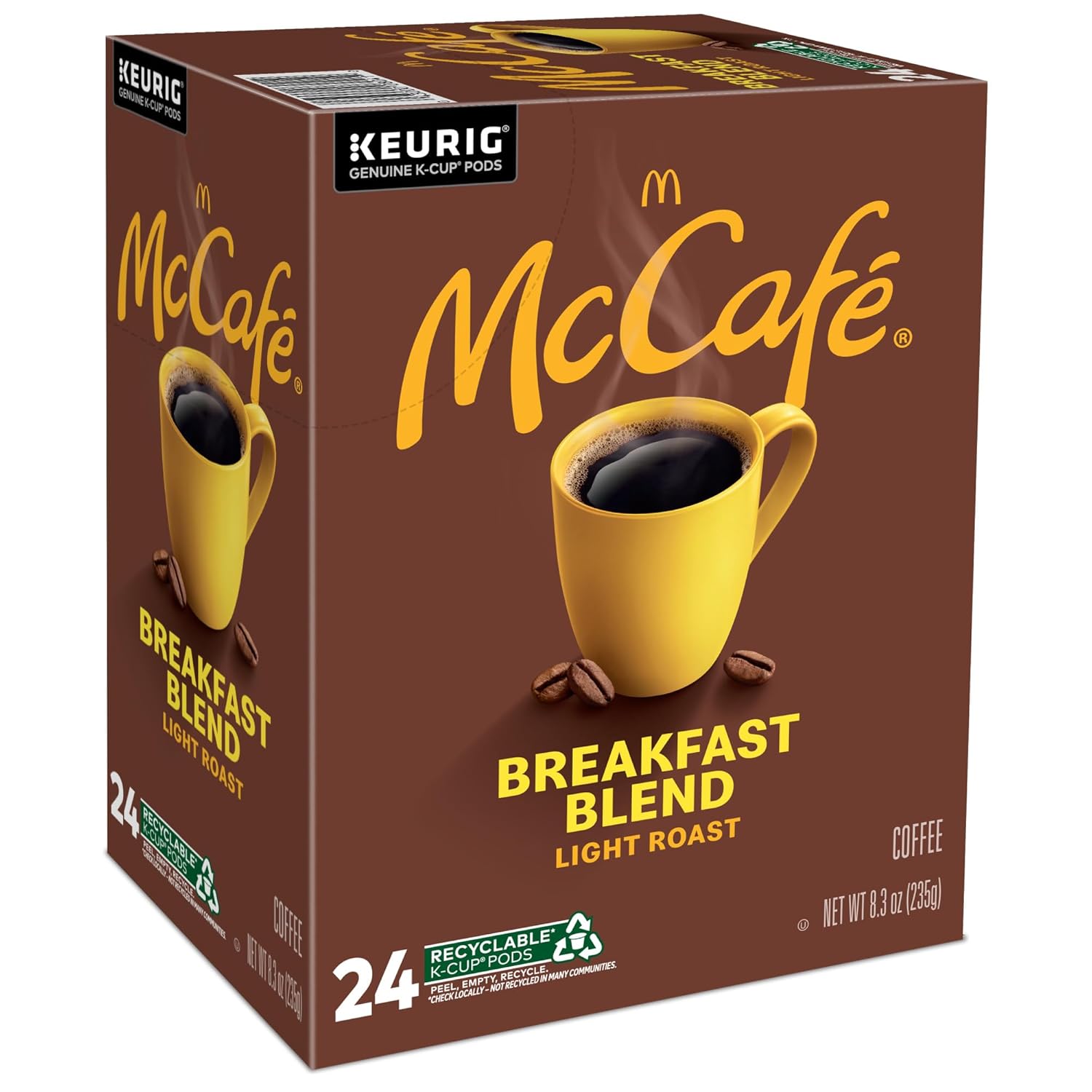 McCafe Breakfast Blend Coffee - Light Roast Keurig K-Cup Pods | 96 Count (4 Packs of 24)