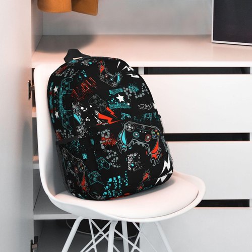 UIAMT Video Game Backpack for Boys Kids Teens Children Gamer School Bags Gaming Primary Middle School Bookbags Gamepad Student Daypack Gifts Lightweight Waterproof Travel Backpack 15inch