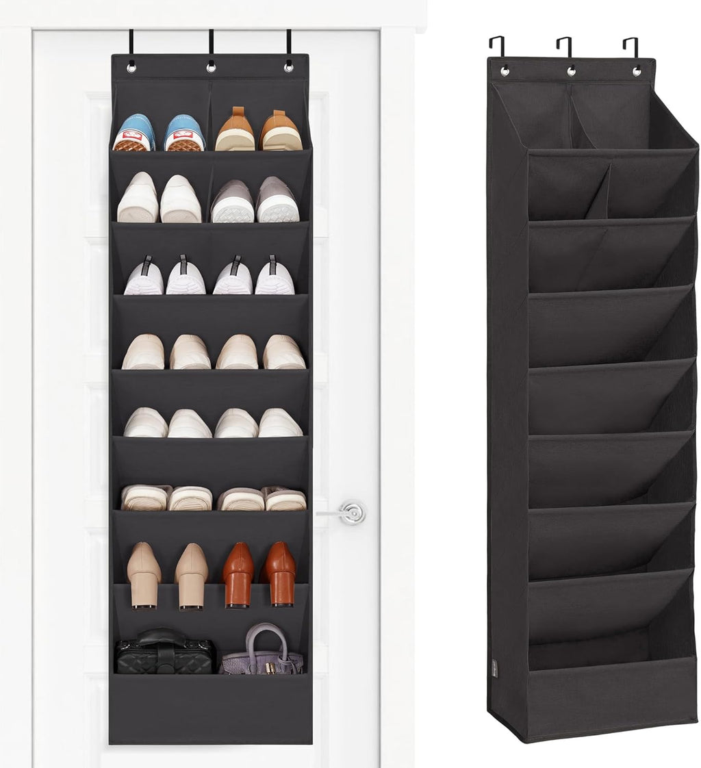 Storage Maniac Over The Door Shoe Organizer - Heavy-Duty Hanging Rack with Deep Pockets | Black, 1 Pack