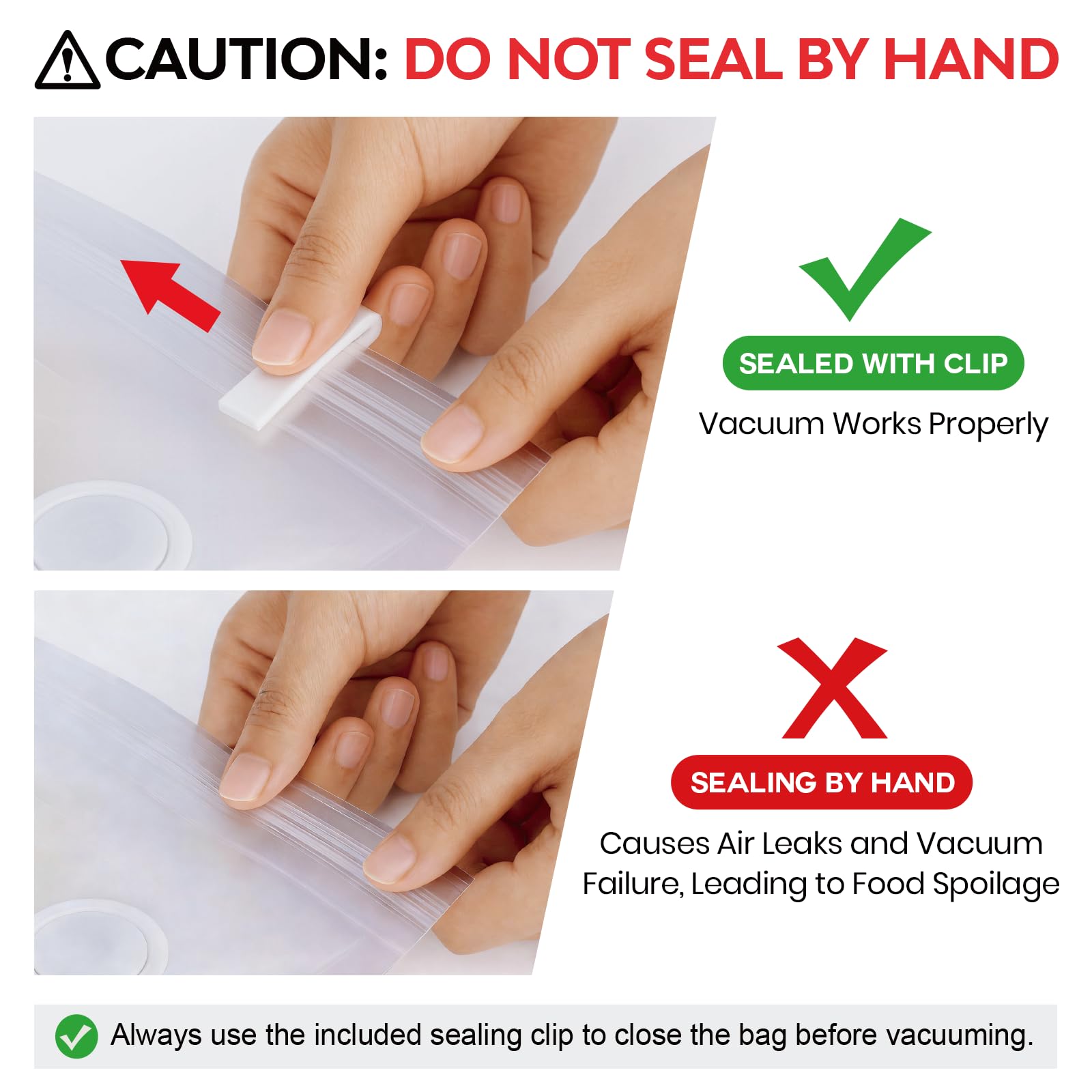 Reusable Vacuum Sealer Bags for Food: 20Pcs (8.66 * 8.27in) BPA-Free Vacuum Seal Bags with Air Valve & 5 Seal Clips, Plastic Food Storage Bags, Microwaveable Zipper Bags for Kitchen Save Meal Prep