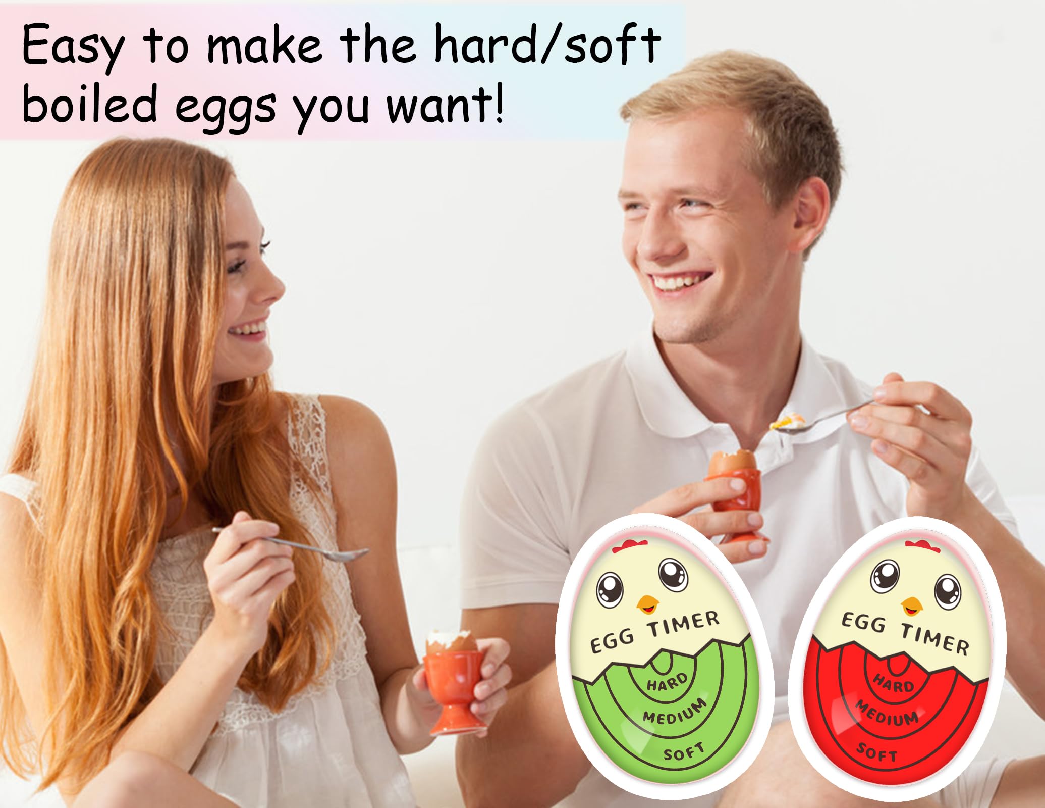 Lasubst Egg Timer that Goes in Water for Soft Medium Hard Boiled Eggs, 1 Red 1 Green