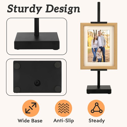 Donghome 18” Steel Adjustable Tabletop Easel Stand,Picture Frame Stand for Display,Decorative Stands for Photos,Plates,Painting,Artwork,Poster,Books (Black, 18 in)