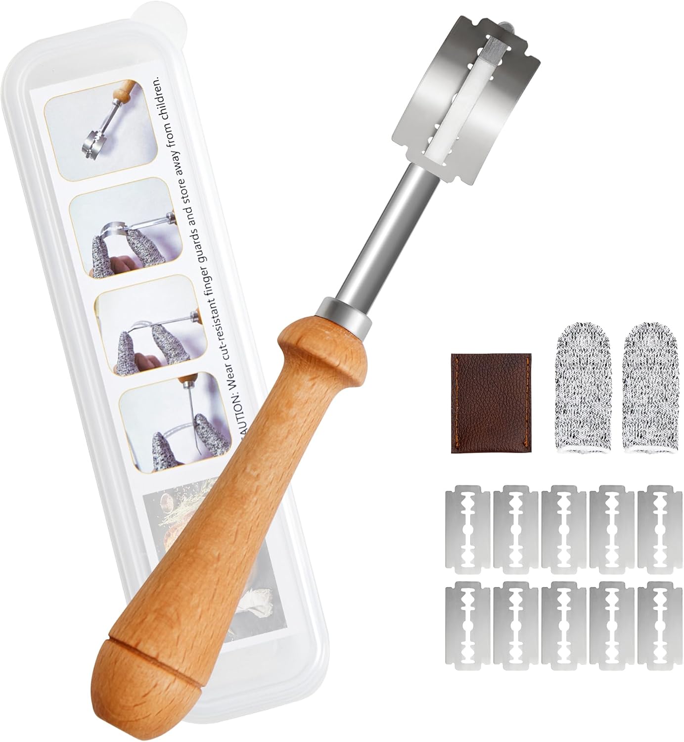 Skiennix Bread Lame - Sourdough Scoring Tool with 10 Razor Blades & Protective Cover | Essential Baking Supplies