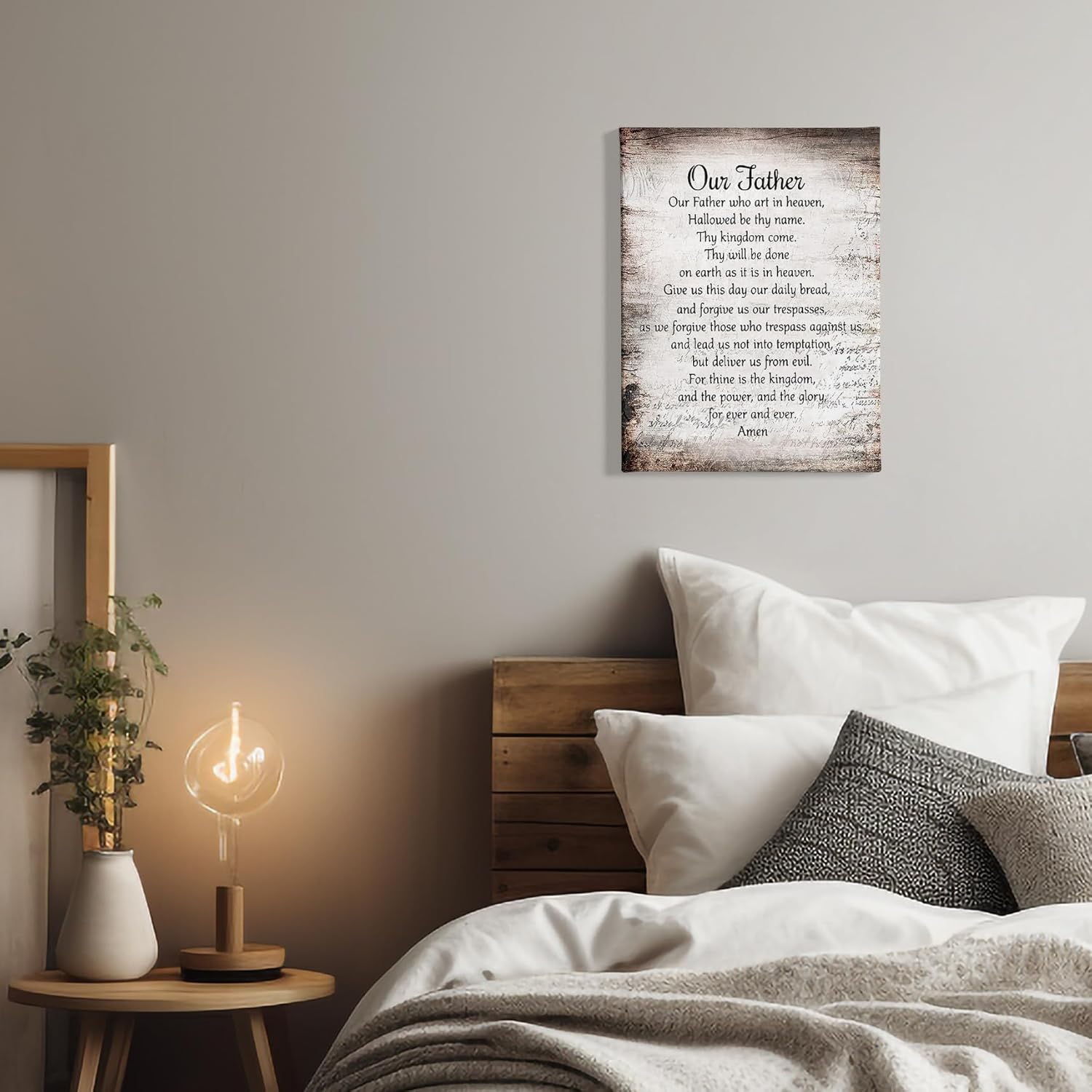 PHAMTE Our Father Prayer Wall Decor - Inspirational Christian Art Print | Framed Canvas (11x14)