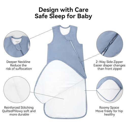 BubblePanda Bamboo Sleep Sack - Soft & Lightweight 0.5 Tog for Toddlers 24-36 Months | 2-Way Zipper