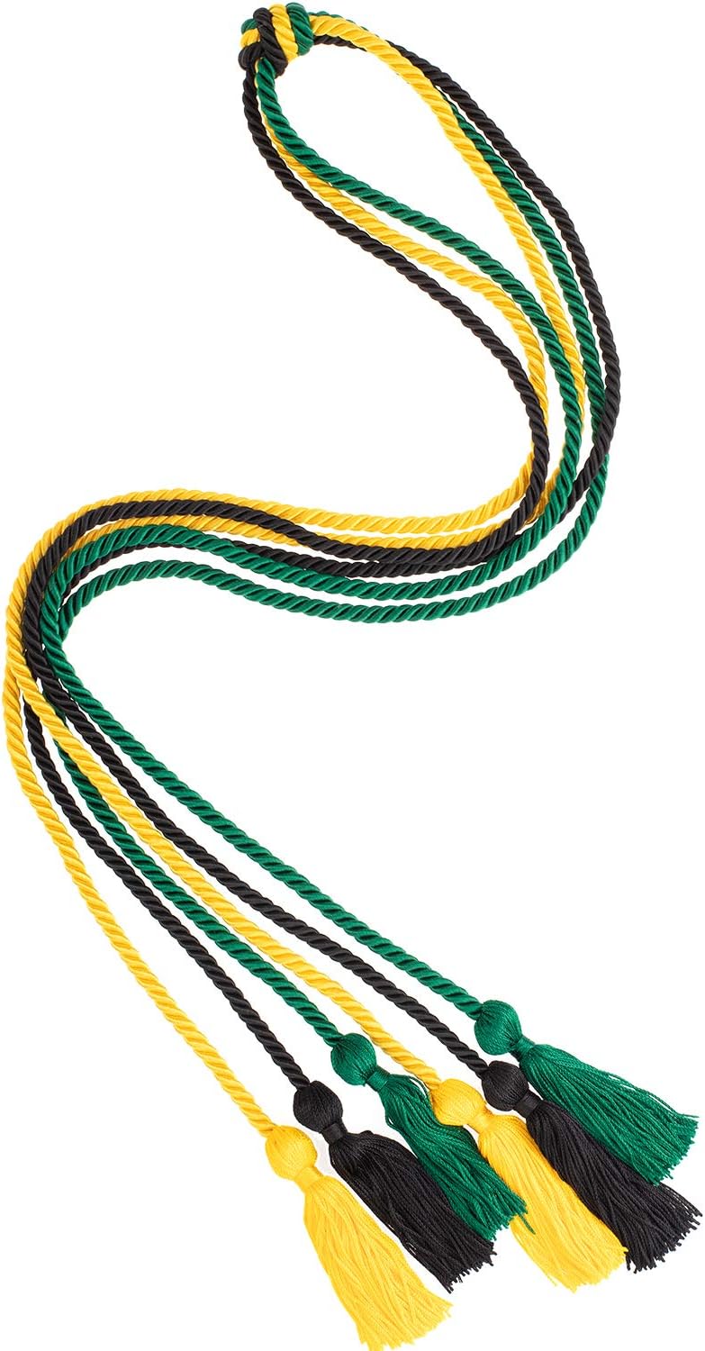 Whaline Graduation Honor Cords - 3Pcs Rayon Braided Tassels for Graduates | Black, Gold, Green