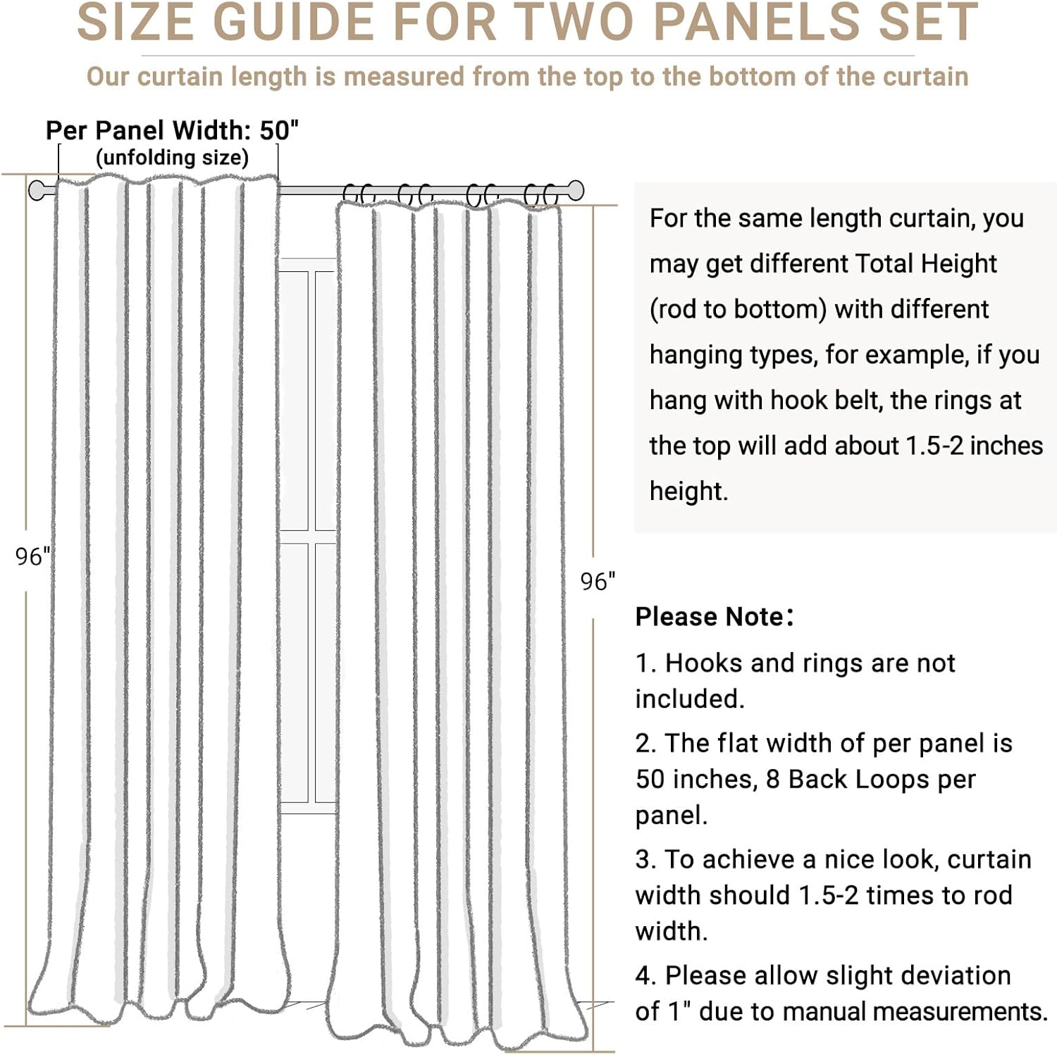Skiennix 100% Blackout Linen Curtains - Thermal Insulated Drapes for Bedroom | 50" W x 96" L, Burnt Orange
