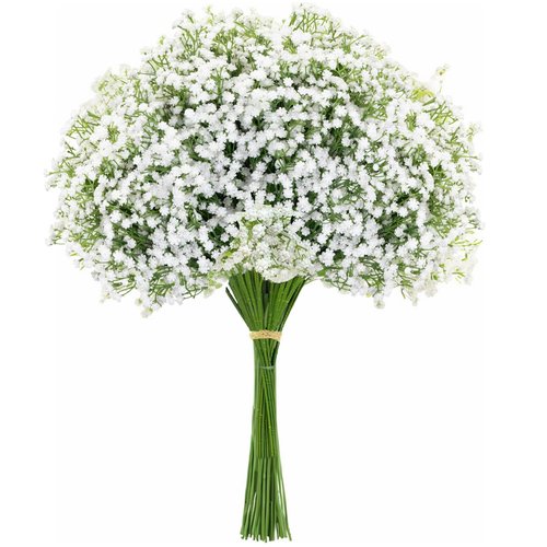LYRWI 10PCS 21-inch Sturdy Artificial Baby’s Breath Flowers - Non-Shedding Design for Wedding/Home Decor, Realistic Faux Gypsophila with Reinforced Stem Base