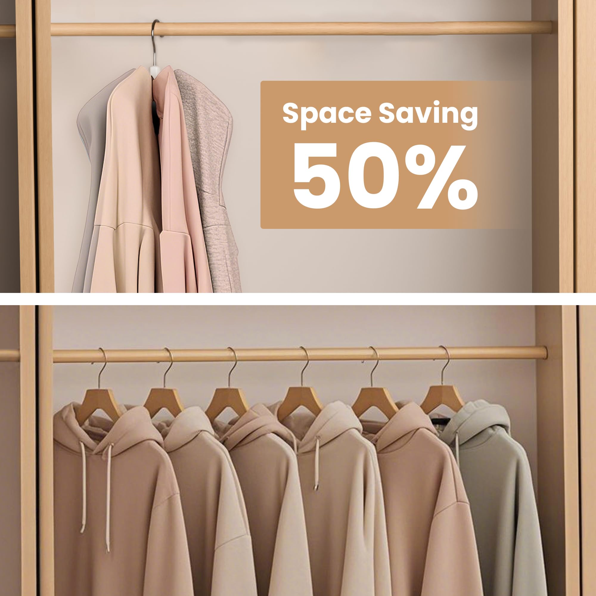 OHIYO 2-Pack 360° Swivel Hoodie Hangers with 6 Cedar Balls, Closet Organizer for Bra, Scarves, Belts, Purse & Accessories Storage