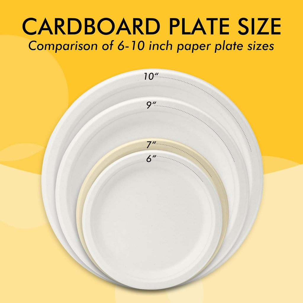 RACETOP Compostable 6-Inch Paper Plates - Biodegradable Heavy-Duty Dessert Plates | 100-Pack, Unbleached White