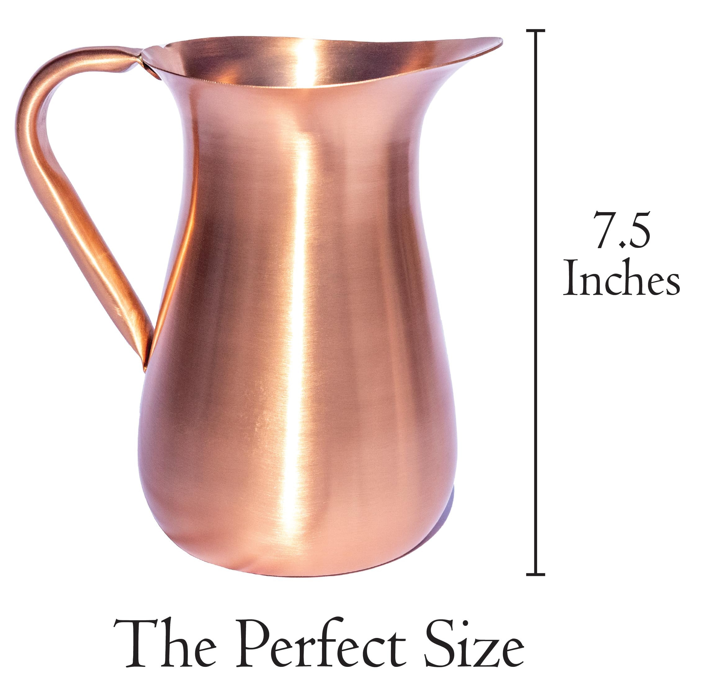 Cuyahoga Copper 100% Pure Copper Beverage Pitcher – 64 oz Luxury Smooth Finish – Beautiful 8” Tall Drinkware – Includes Premium Retail Packaging – Ideal for Home & Entertaining